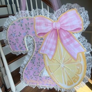 Custom Personalized 20th Birthday Sign Lace And Pearls accents SZ 16x21”